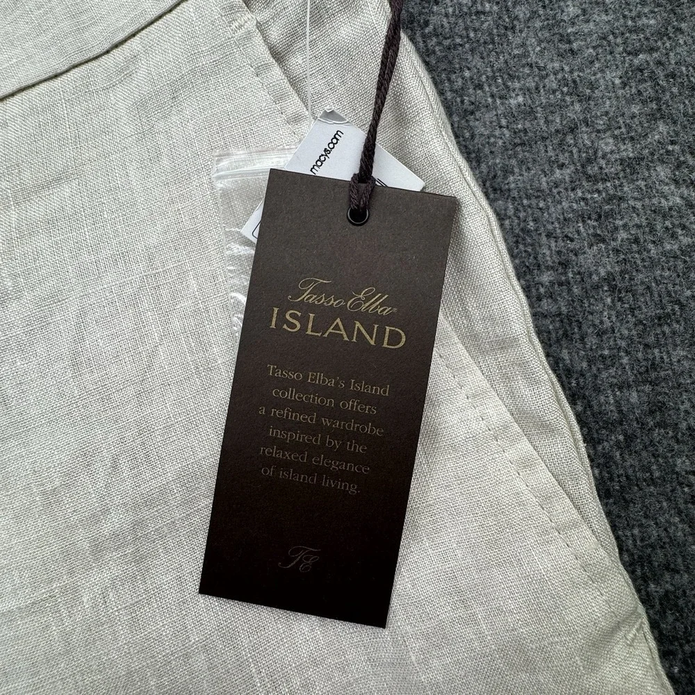 Tasso Elba Island Pants 100% linen straight leg 36x30 New Beige Wedding Beach